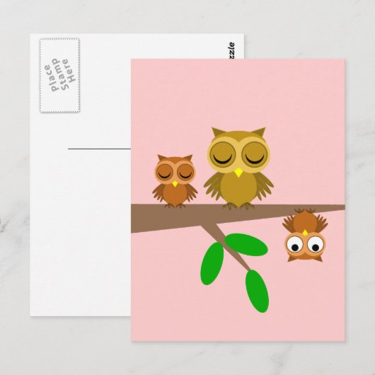 schattige uilen briefkaart (Voorkant / Achterkant)