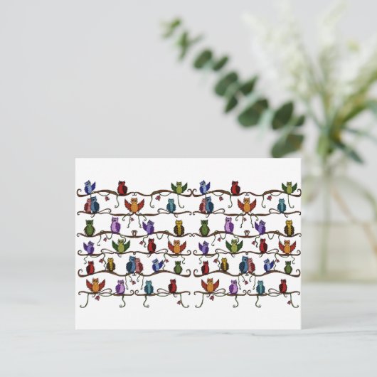 schattige uilen briefkaart (Staand voorkant)