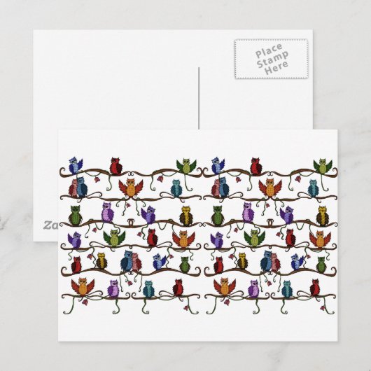 schattige uilen briefkaart (Voorkant / Achterkant)