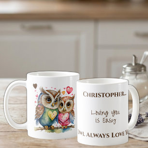 Schattige uilen die van je houden gepersonaliseerd koffiemok