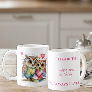 Schattige uilen die van je houden gepersonaliseerd koffiemok