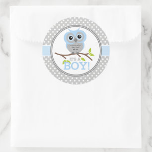Schattige Uilen Het is een Jongen Ronde Sticker