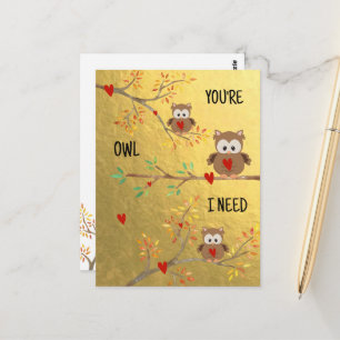 Schattige Uilen Jij bent de Uil die ik nodig heb Briefkaart