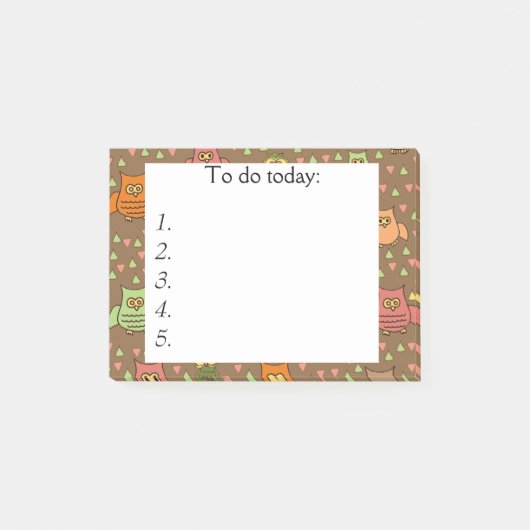 Schattige uilen op bruine Post It-notitie Post-it® Notes (Voorkant)