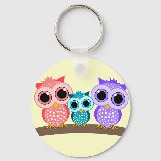 schattige uilen sleutelhanger (Voorkant)