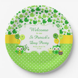 Schattige uilen St. Patrick's Day-feest Papieren Bordje