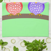 schattige uilen theedoek (Gevouwen)