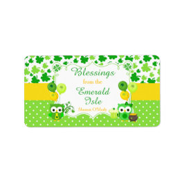 Schattige uilen zegeningen St. Patrick's Day Etiket