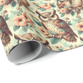  Schattige uilenpatroon Cadeaupapier (Rol Hoek)