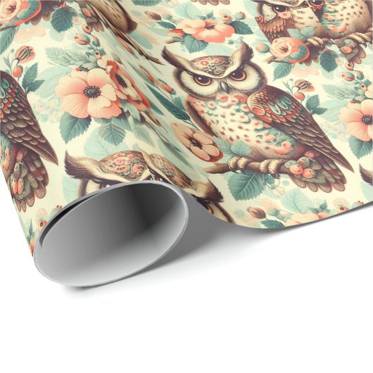  Schattige uilenpatroon Cadeaupapier (Rol Hoek)