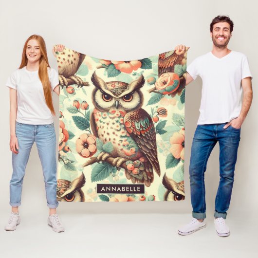  Schattige uilenpatroon Fleece Deken (In situ)