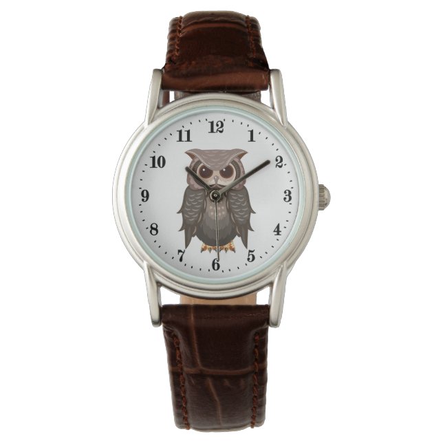 schattige uilvogel horloge (Voorkant)