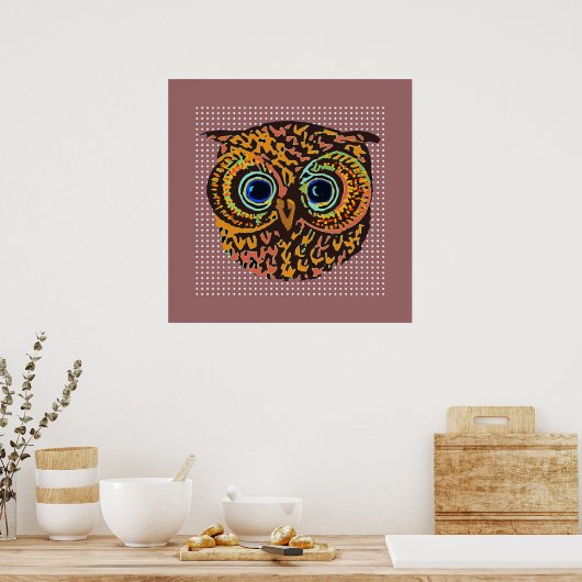 schattige uilvogel poster (Keuken)