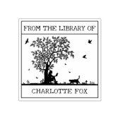 Schattige uit de bibliotheek van Cat Bookplate Rubberstempel (Afrduk)
