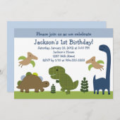 Schattige uitnodiging Dino/dinosaurussen (Voorkant / Achterkant)