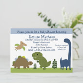Schattige uitnodiging Dinosaur/Dino Baby shower (Staand voorkant)