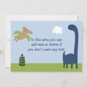 Schattige uitnodiging Dinosaur/Dino Baby shower (Achterkant)