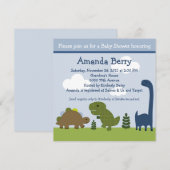 Schattige uitnodiging Dinosaur/Dino Baby shower (Voorkant / Achterkant)