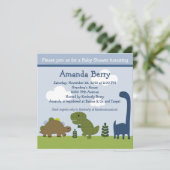 Schattige uitnodiging Dinosaur/Dino Baby shower (Staand voorkant)