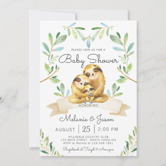 Schattige uitnodiging tot Baby shower met sleuf (Voorkant)