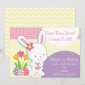 Schattige uitnodiging tot geboorte bij paasmakerij (Voorkant / Achterkant)