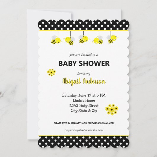 Schattige uitnodiging tot het Baby shower van Bumb (Voorkant)