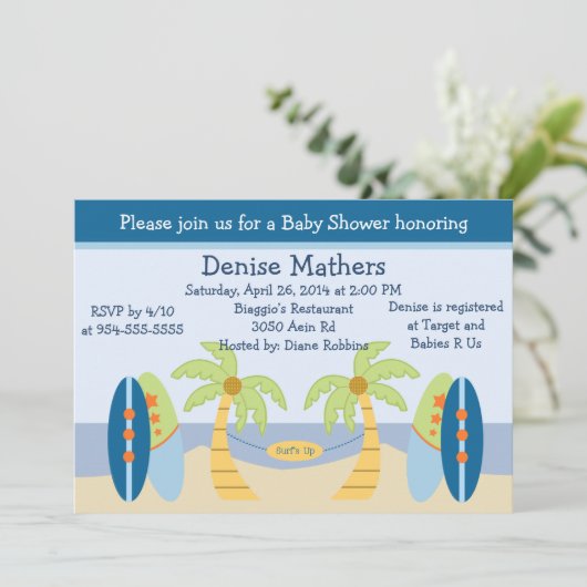 Schattige uitnodiging tot het indienen van Baby sh (Staand voorkant)