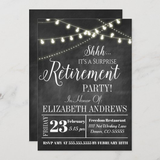 Schattige uitnodiging tot vervroegde uittreding (Voorkant / Achterkant)