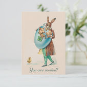 Schattige uitnodiging van de  paaspartij - konijne (Staand voorkant)