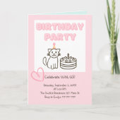 Schattige uitnodiging voor Cat&Cake Birthday (Voorkant)