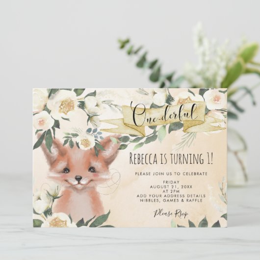 schattige uitnodiging voor de eerste verjaardag va (Staand voorkant)