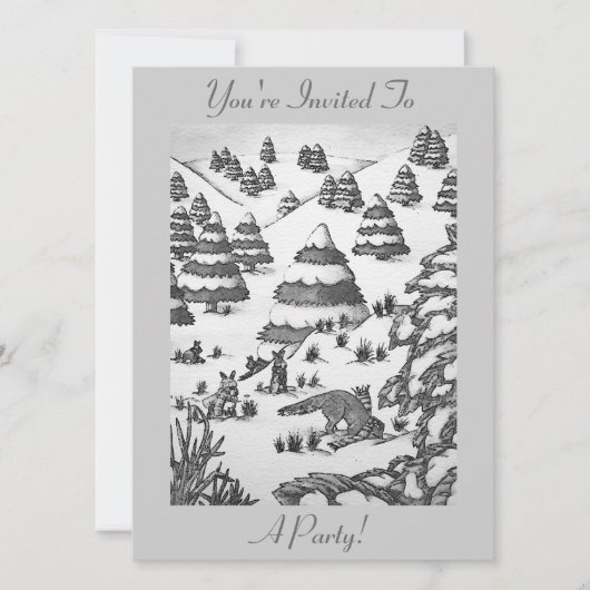 schattige uitnodiging voor de wintersneeuwscrisis  (Voorkant)