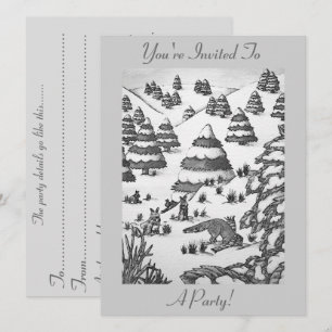 schattige uitnodiging voor de wintersneeuwscrisis 