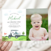 Schattige uitnodiging voor golfverjaardagsfoto