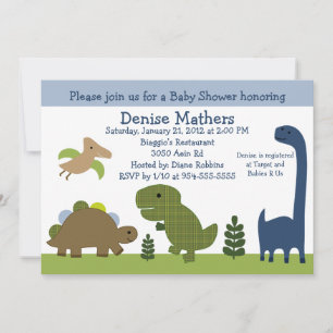Schattige uitnodiging voor het Baby shower Dino/Di