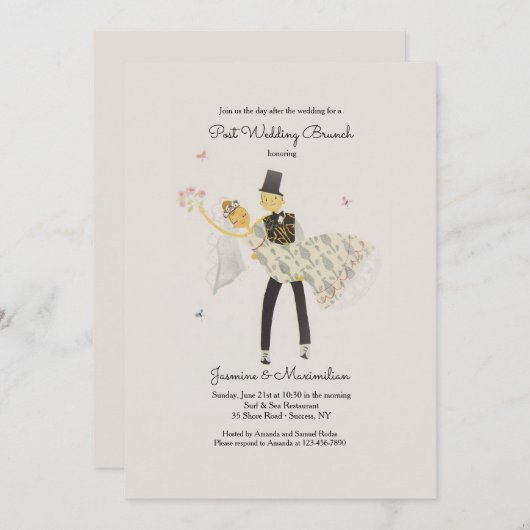 Schattige uitnodiging voor tweederangs postbruilof (Voorkant / Achterkant)