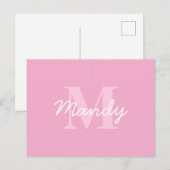 Schattige uitziende cursieve naam & monogram | Roz Briefkaart (Voorkant / Achterkant)