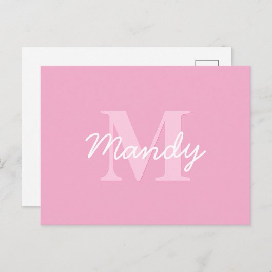 Schattige uitziende cursieve naam & monogram | Roz Briefkaart (Voorkant / Achterkant)