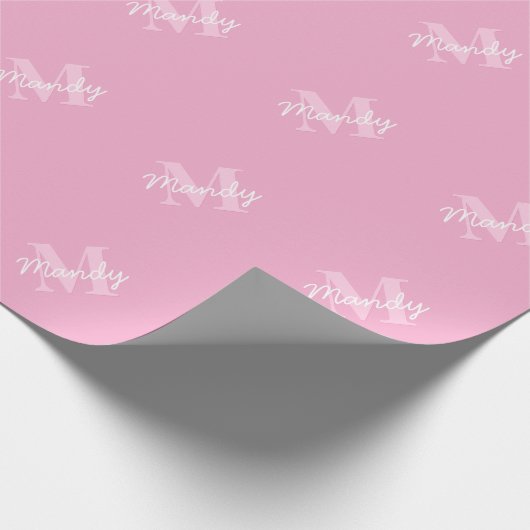 Schattige uitziende cursieve naam & monogram | Roz Cadeaupapier (Hoek)