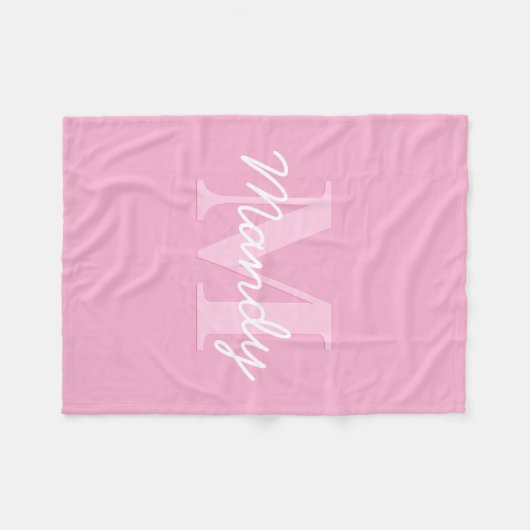 Schattige uitziende cursieve naam & monogram | Roz Fleece Deken (Voorkant (Horizontaal))