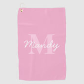 Schattige uitziende cursieve naam & monogram | Roz Golfhanddoek (Voorkant)
