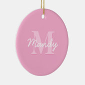 Schattige uitziende cursieve naam & monogram | Roz Keramisch Ornament (Rechts)