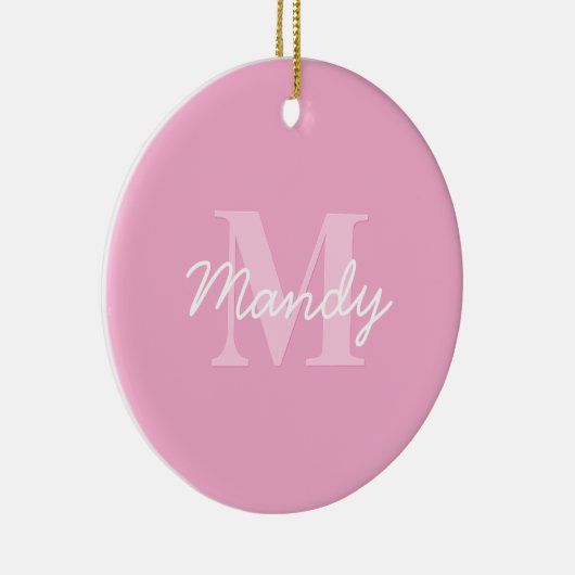 Schattige uitziende cursieve naam & monogram | Roz Keramisch Ornament (Rechts)