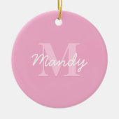 Schattige uitziende cursieve naam & monogram | Roz Keramisch Ornament (Voorkant)