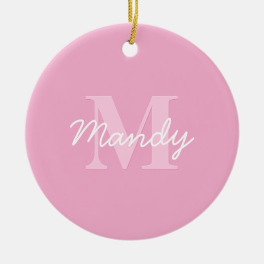 Schattige uitziende cursieve naam & monogram | Roz Keramisch Ornament (Voorkant)