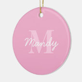 Schattige uitziende cursieve naam & monogram | Roz Keramisch Ornament (Links)