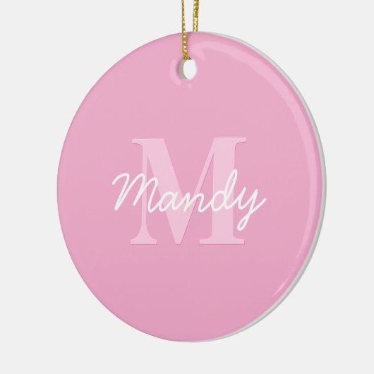 Schattige uitziende cursieve naam & monogram | Roz Keramisch Ornament (Links)