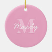 Schattige uitziende cursieve naam & monogram | Roz Keramisch Ornament (Achterkant)