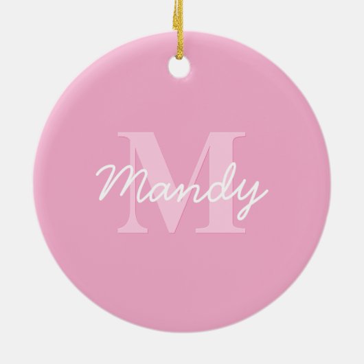 Schattige uitziende cursieve naam & monogram | Roz Keramisch Ornament (Achterkant)