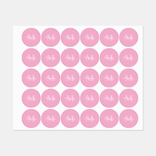 Schattige uitziende cursieve naam & monogram | Roz Labels (Vel)